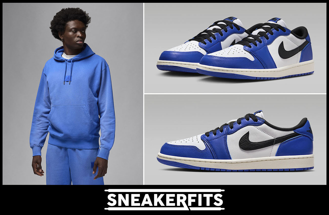 Air Jordan 1 Low OG Game Royal Flight Fleece Hoodie Outfit