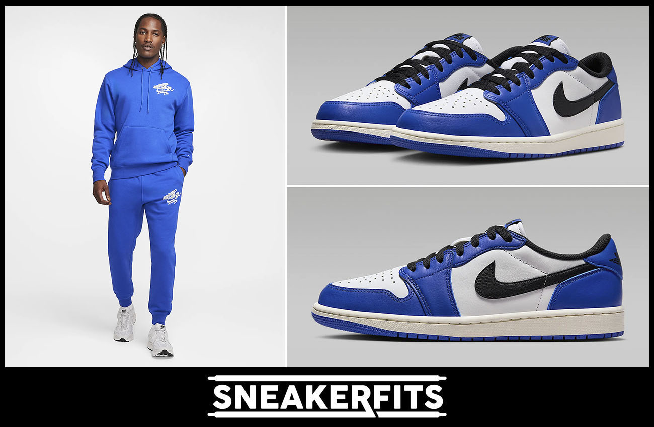 Air Jordan 1 Low OG Game Royal Nike Hoodie and Jogger Pants Outfit