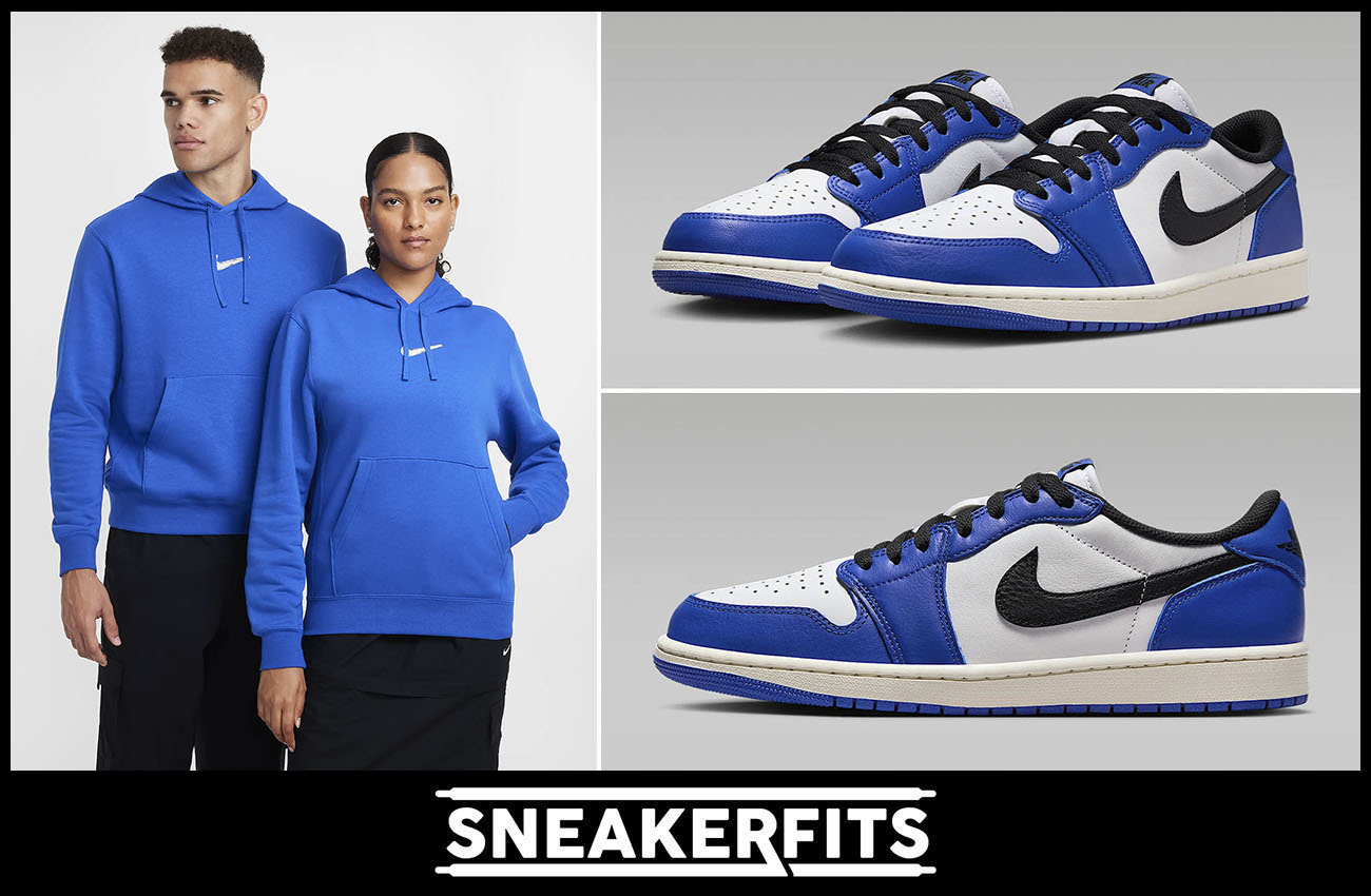 Air Jordan 1 Low OG Game Royal Nike Pullover Hoodie Outfit