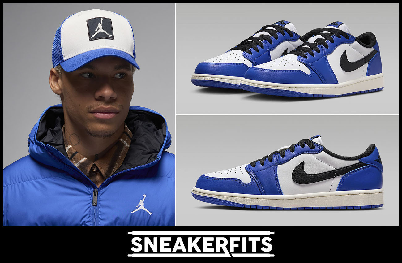 Air Jordan 1 Low OG Game Royal Trucker Hat Outfit