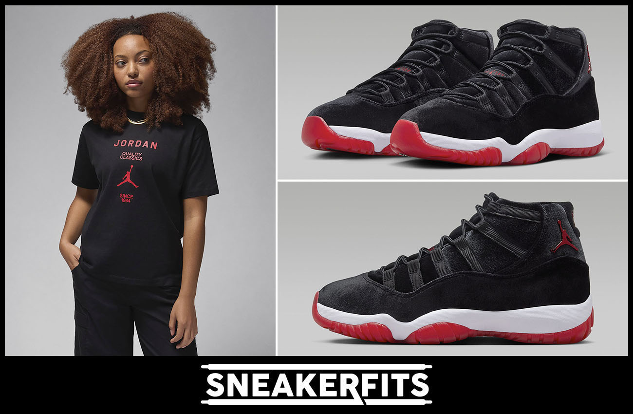 Air Jordan 11 Bred Velvet Womens Shirt Sneakerfits