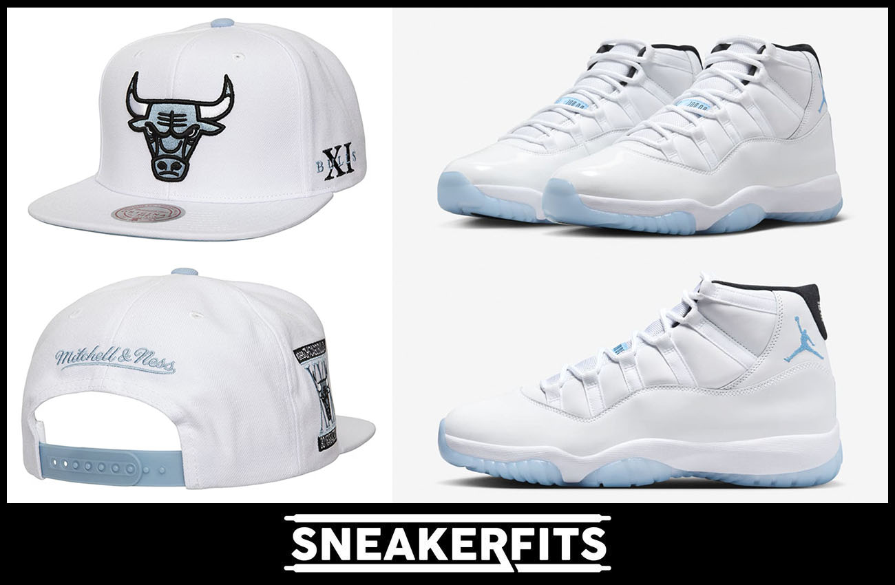 Air Jordan 11 Legend Blue 2024 Chicago Bulls Hat Mitchell and Ness to Match Sneakers Sneakerfits