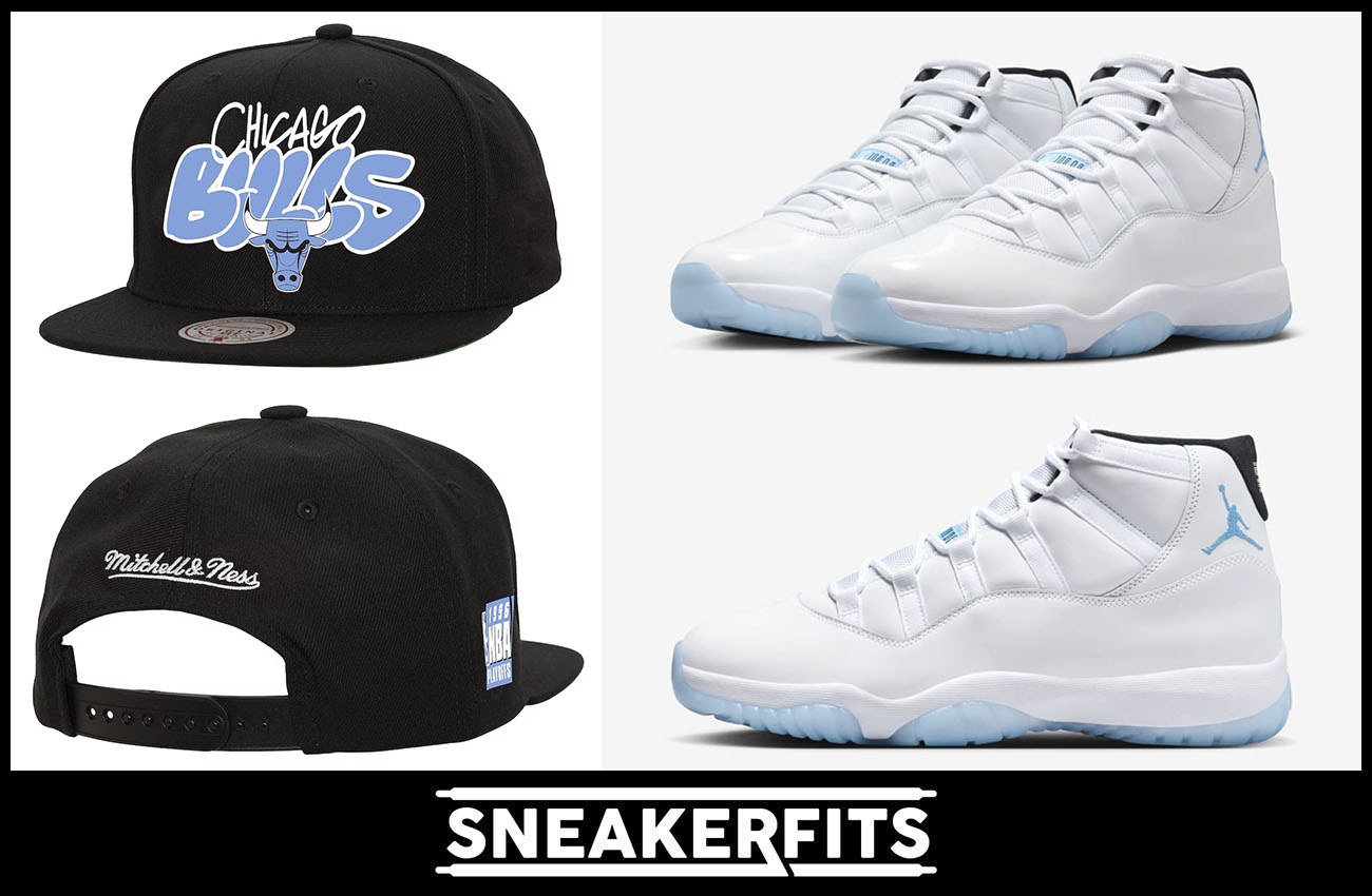 Air Jordan 11 Legend Blue Bulls Snapback Cap Mitchell and Ness