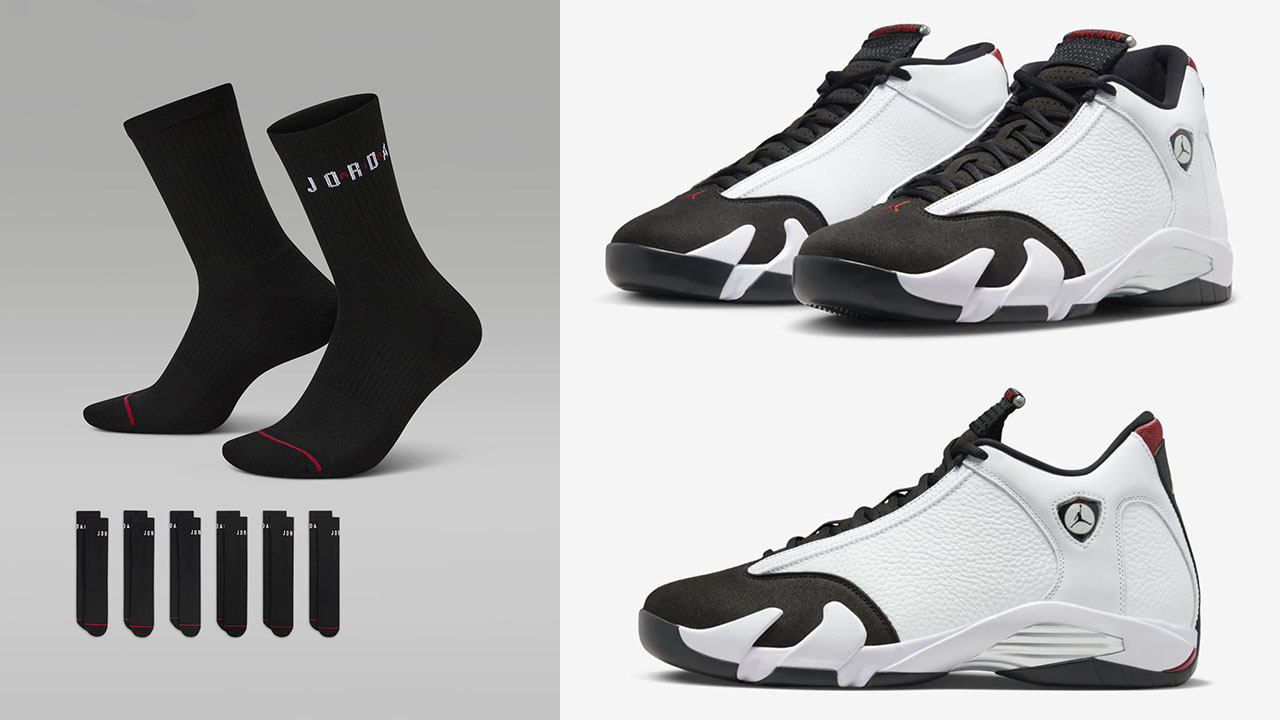 Air Jordan 14 Black Toe 2024 Black Socks to Match Sneakers