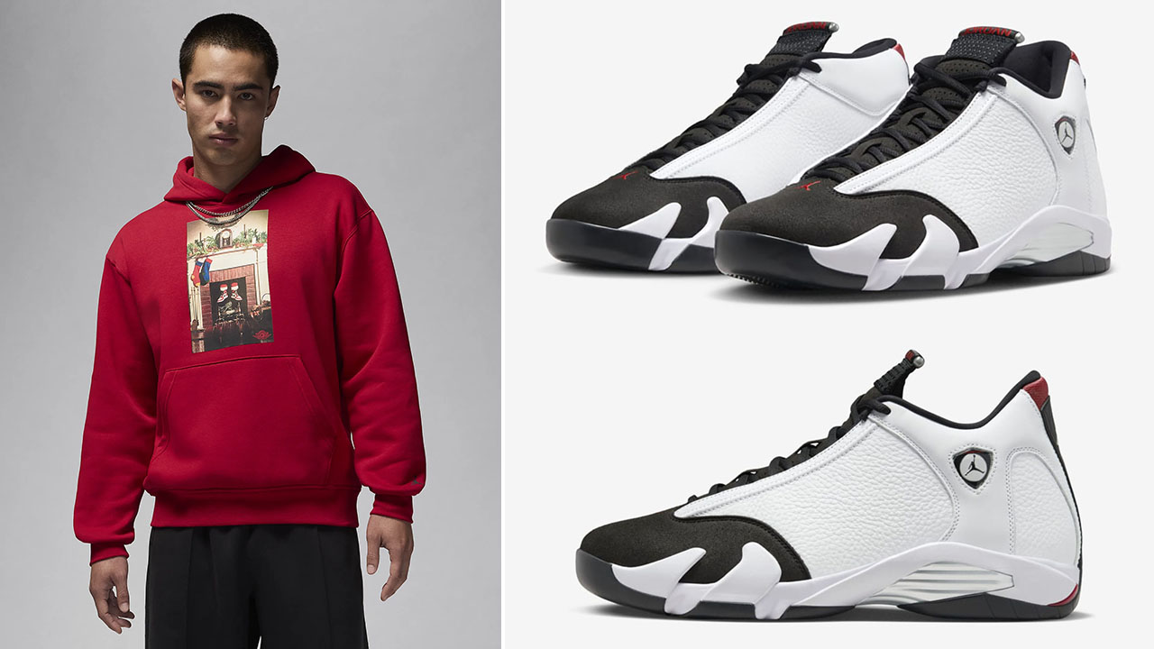 Air Jordan 14 Black Toe 2024 Holiday Chimney Hoodie to Match Sneakers