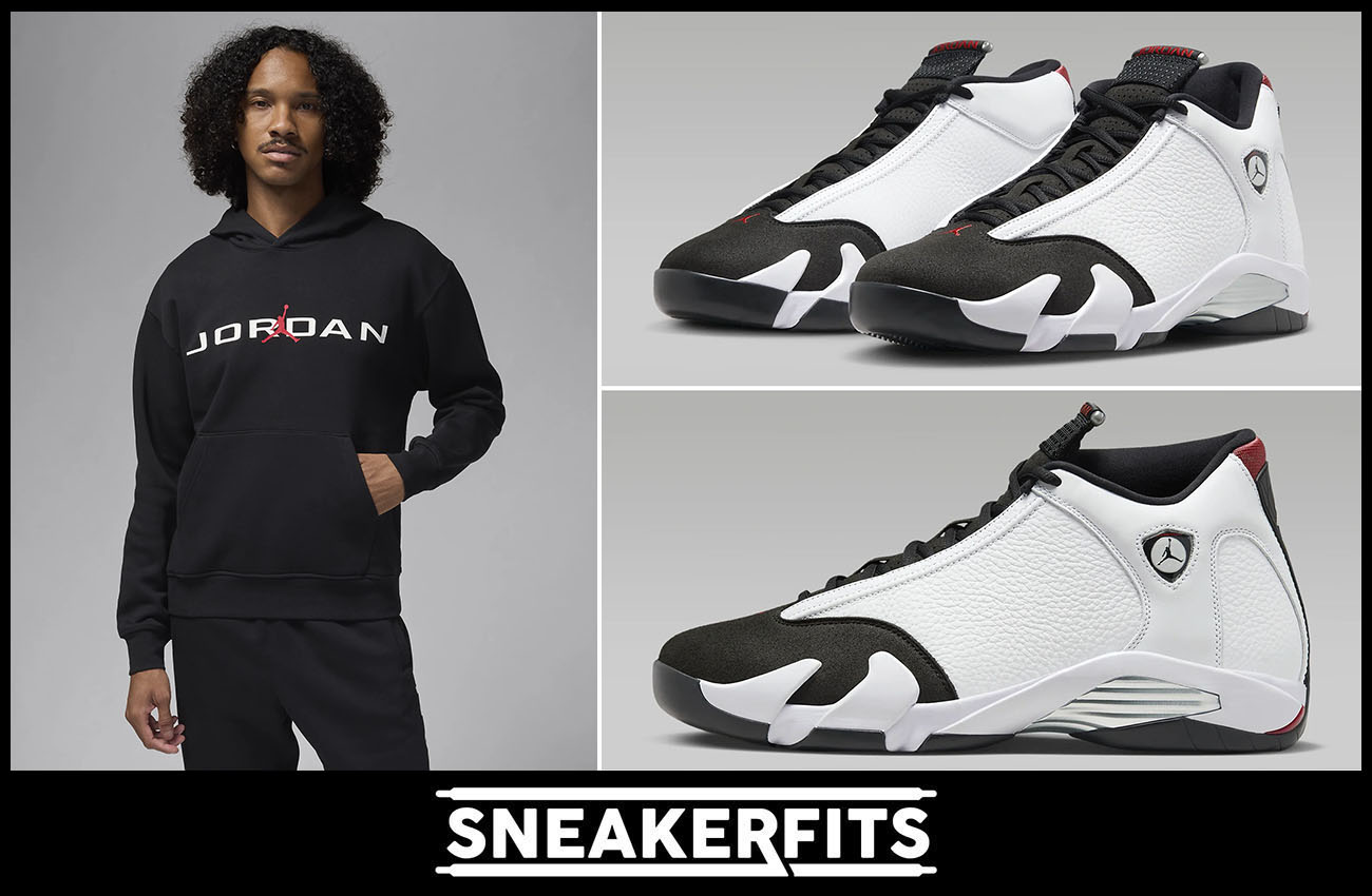 Air Jordan 14 Black Toe Hoodie and Jogger Pants Outfit Sneakerfits