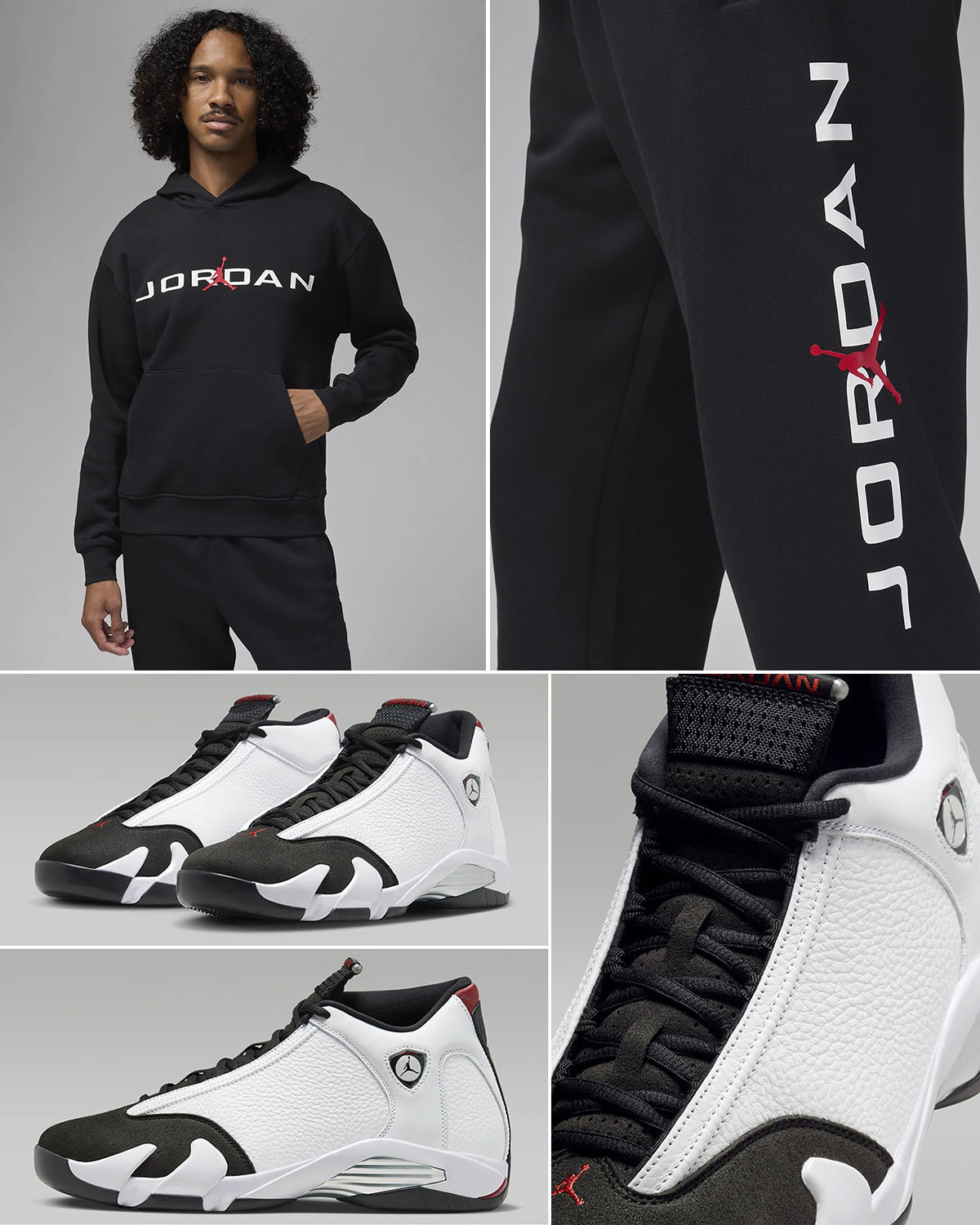 Air Jordan 14 Black Toe Hoodie and Joggers Outfit