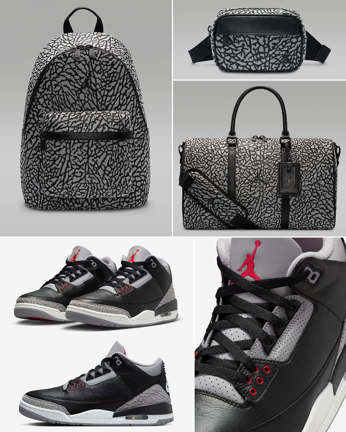 Air Jordan 3 Black Cement 2024 Backpack and Bags