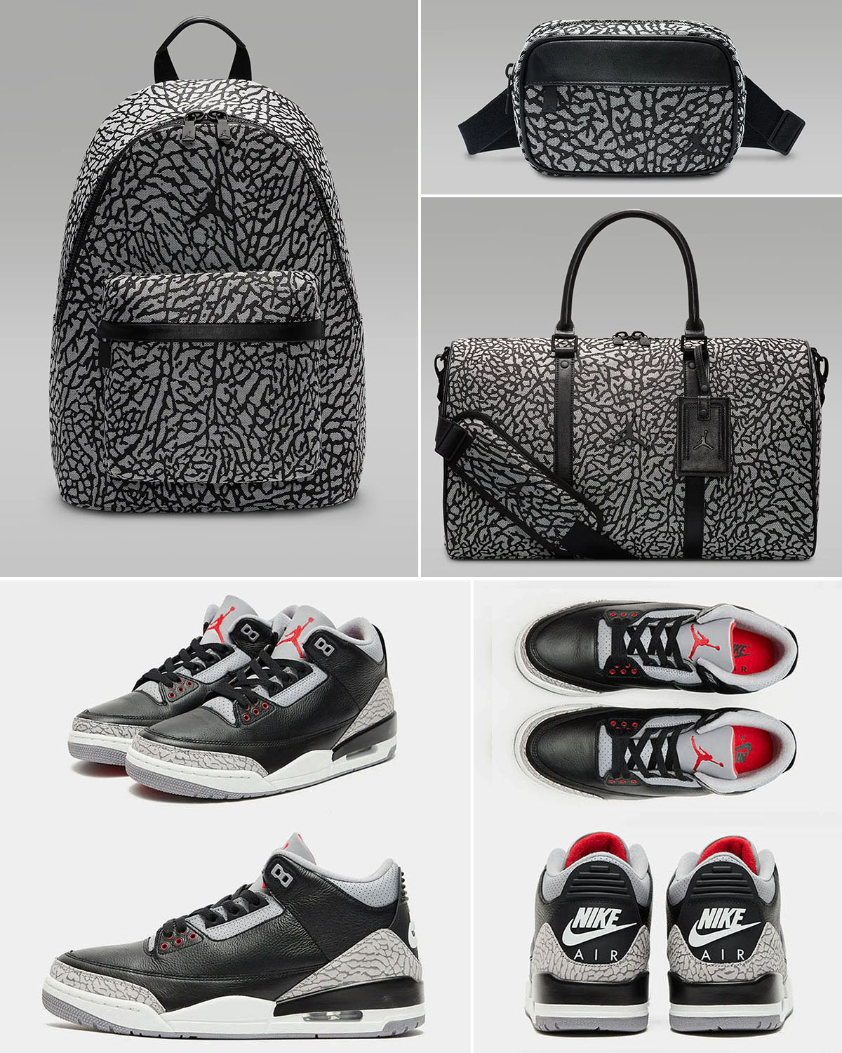 Air Jordan 3 Black Cement 2024 Bags