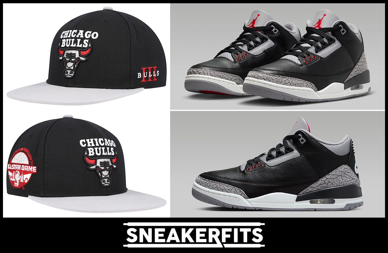 Air Jordan 3 Black Cement 2024 Bulls Hat Sneakerfits