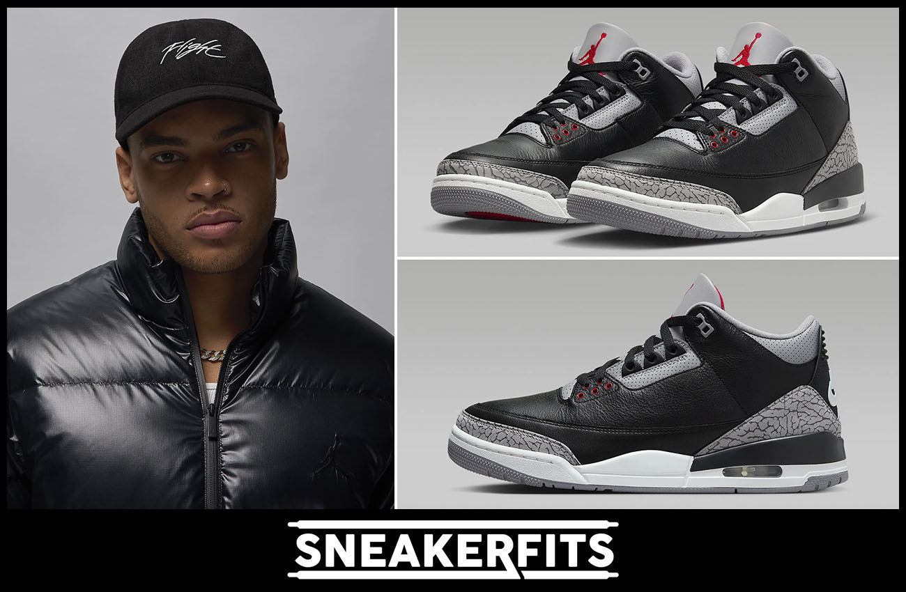 Air Jordan 3 Black Cement 2024 Dad Hat Outfit Sneakerfits