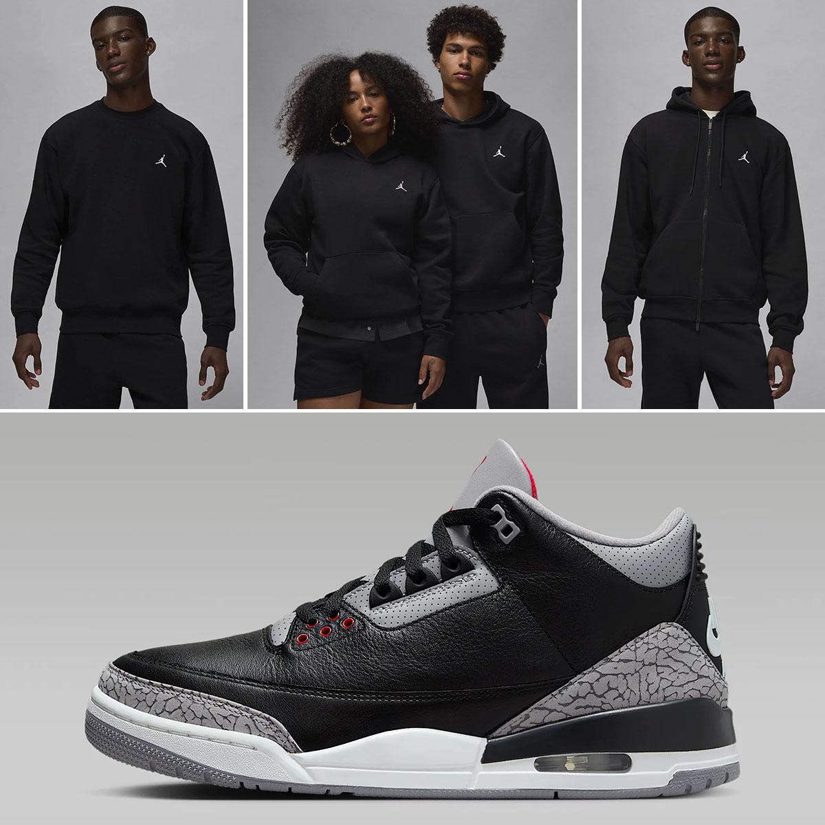 Air Jordan 3 Black Cement 2024 Fleece Apparel