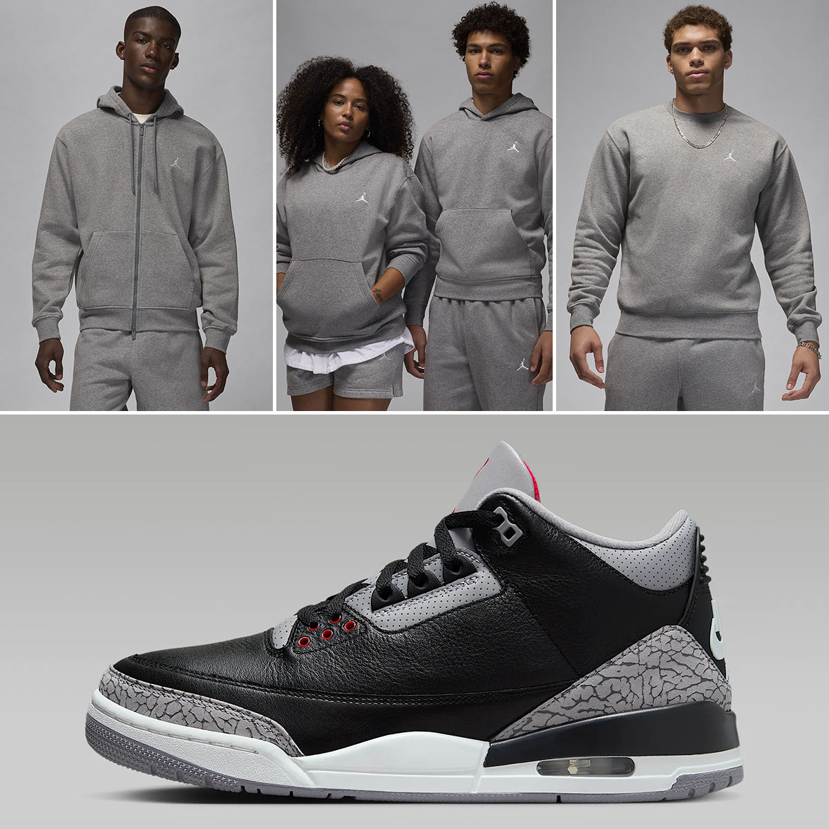 Air Jordan 3 Black Cement 2024 Fleece Clothing