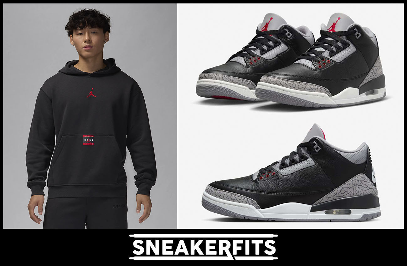 Air Jordan 3 Black Cement 2024 Hoodie Outfit 1 Sneakerfits