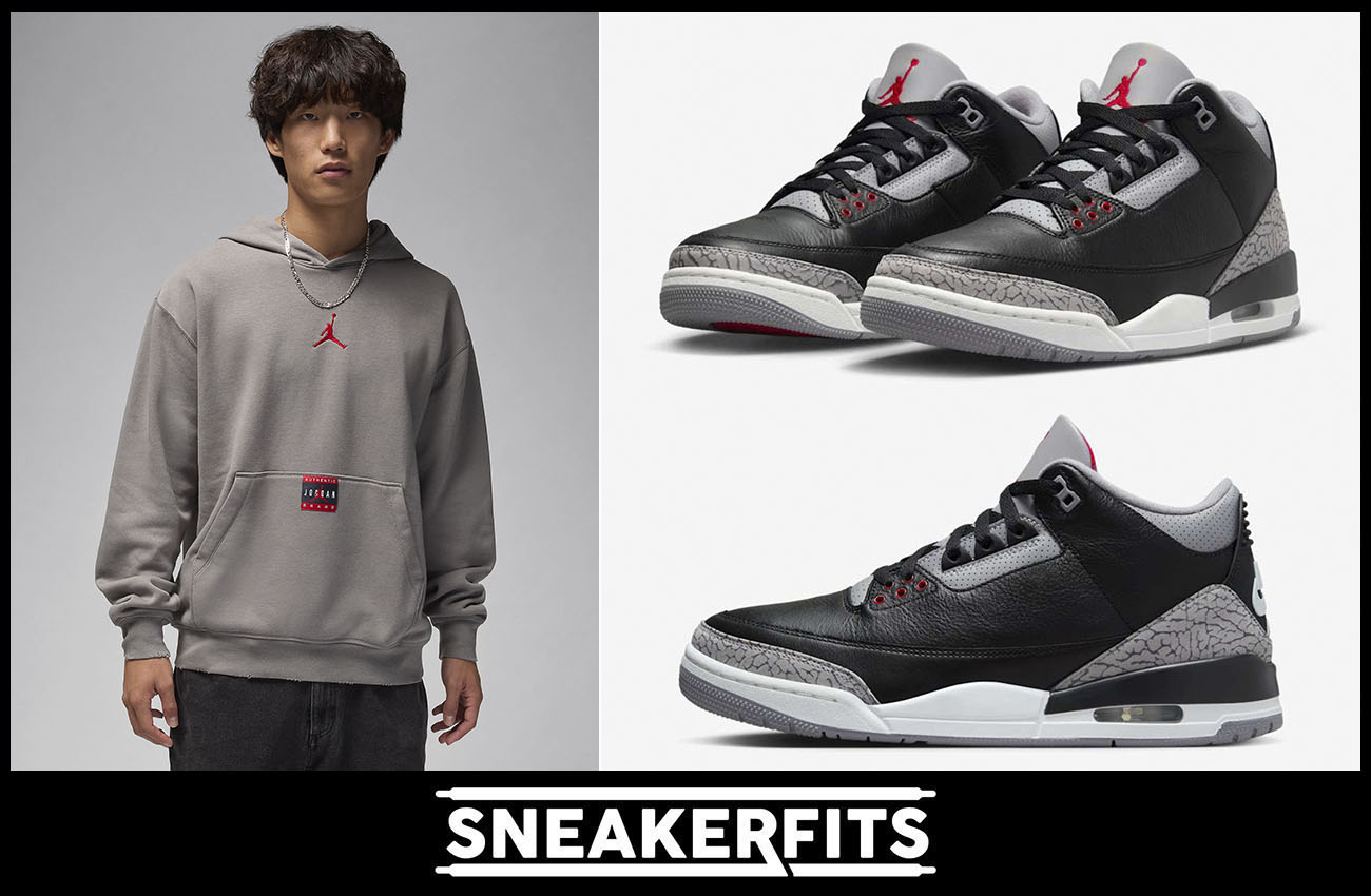 Air Jordan 3 Black Cement 2024 Hoodie Outfit 2 Sneakerfits