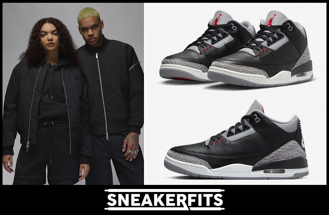 Air Jordan 3 Black Cement 2024 Jacket Outfit Sneakerfits