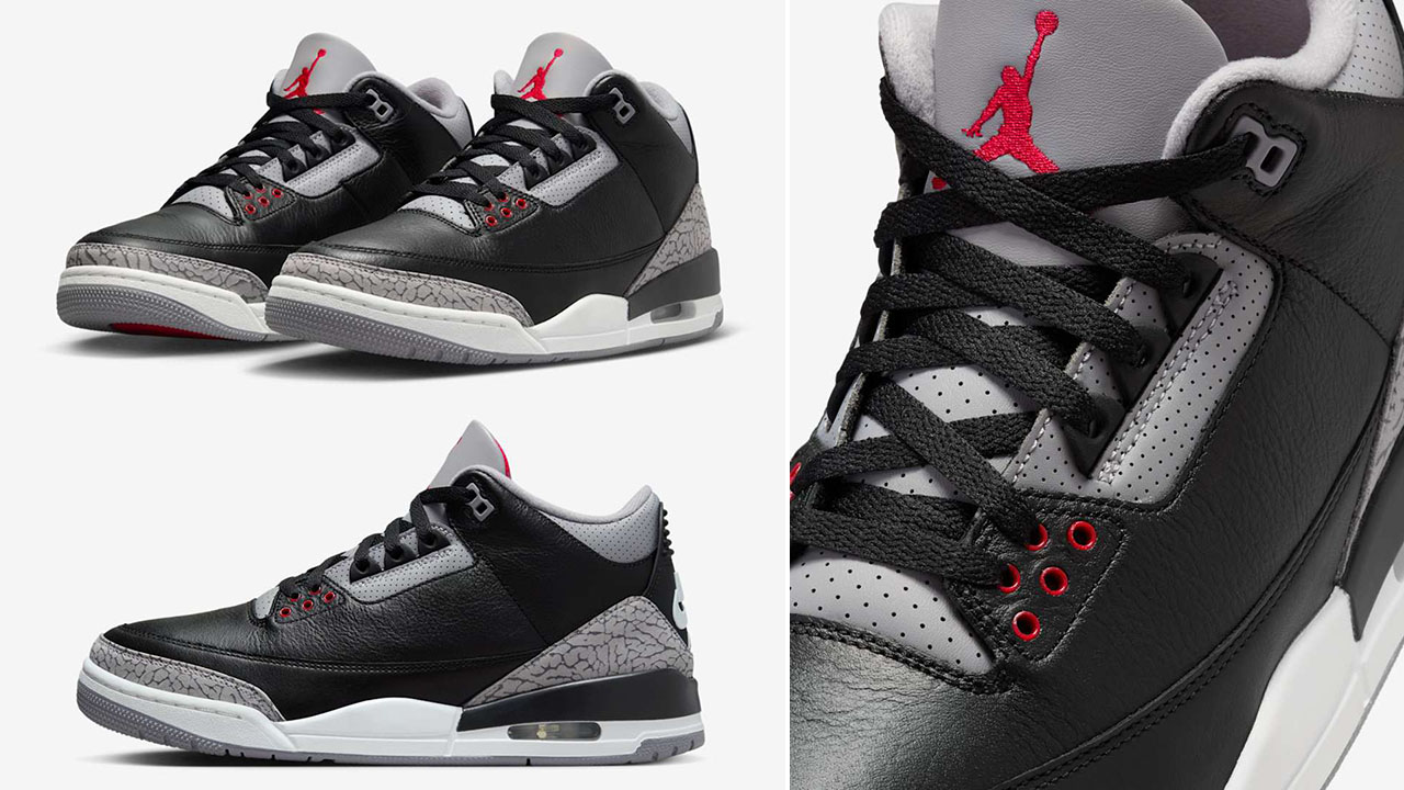 Air Jordan 3 Black Cement 2024 Mens Sneakers