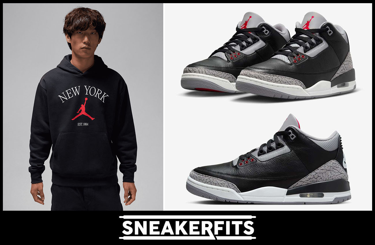 Air Jordan 3 Black Cement 2024 New York City Hoodie Sneakerfits