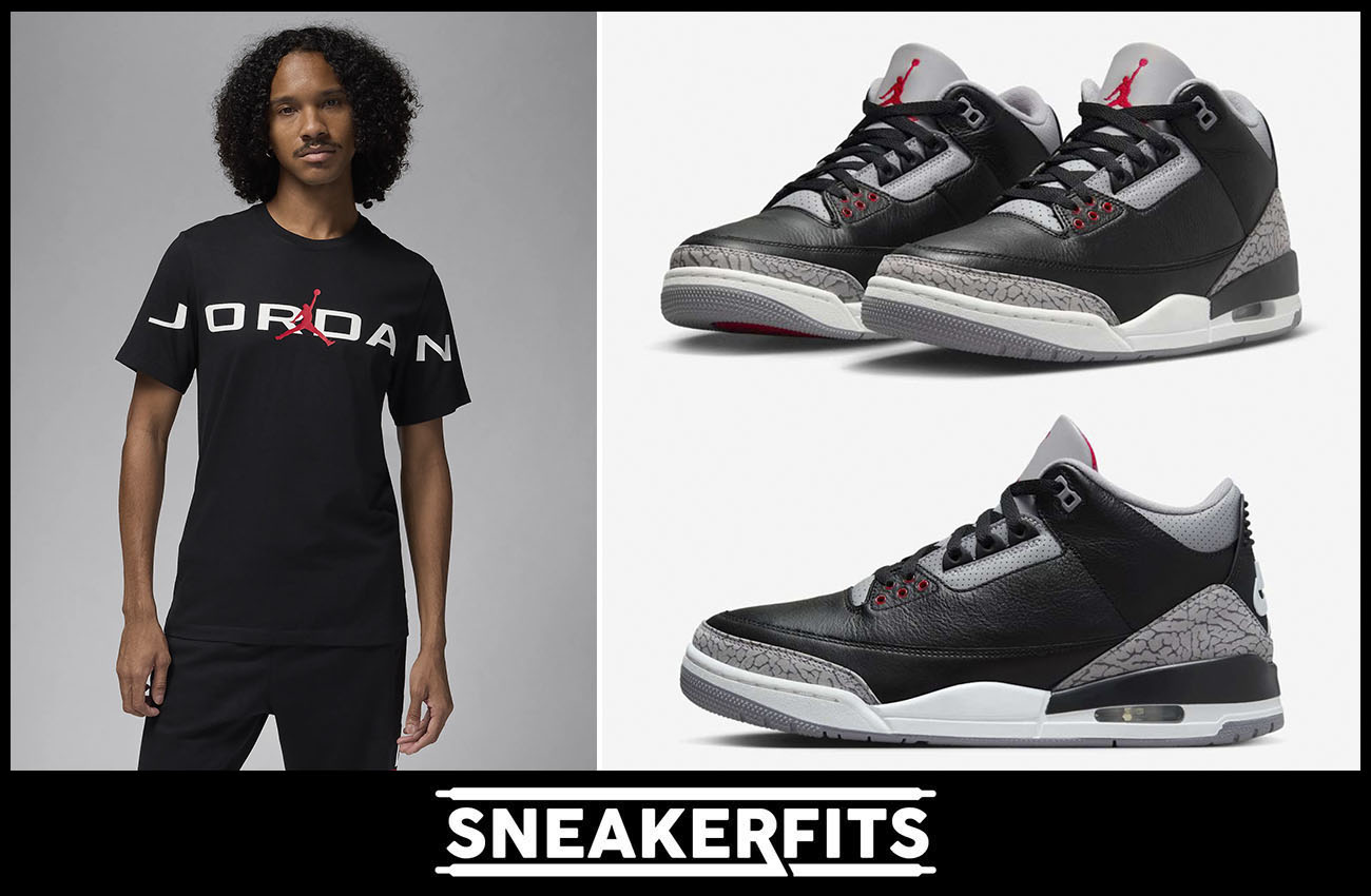 Air Jordan 3 Black Cement 2024 T Shirt Outfit