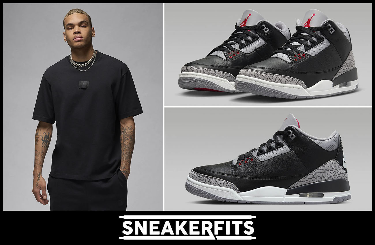 Air Jordan 3 Black Cement 2024 Tee Shirt Outfit Sneakerfits