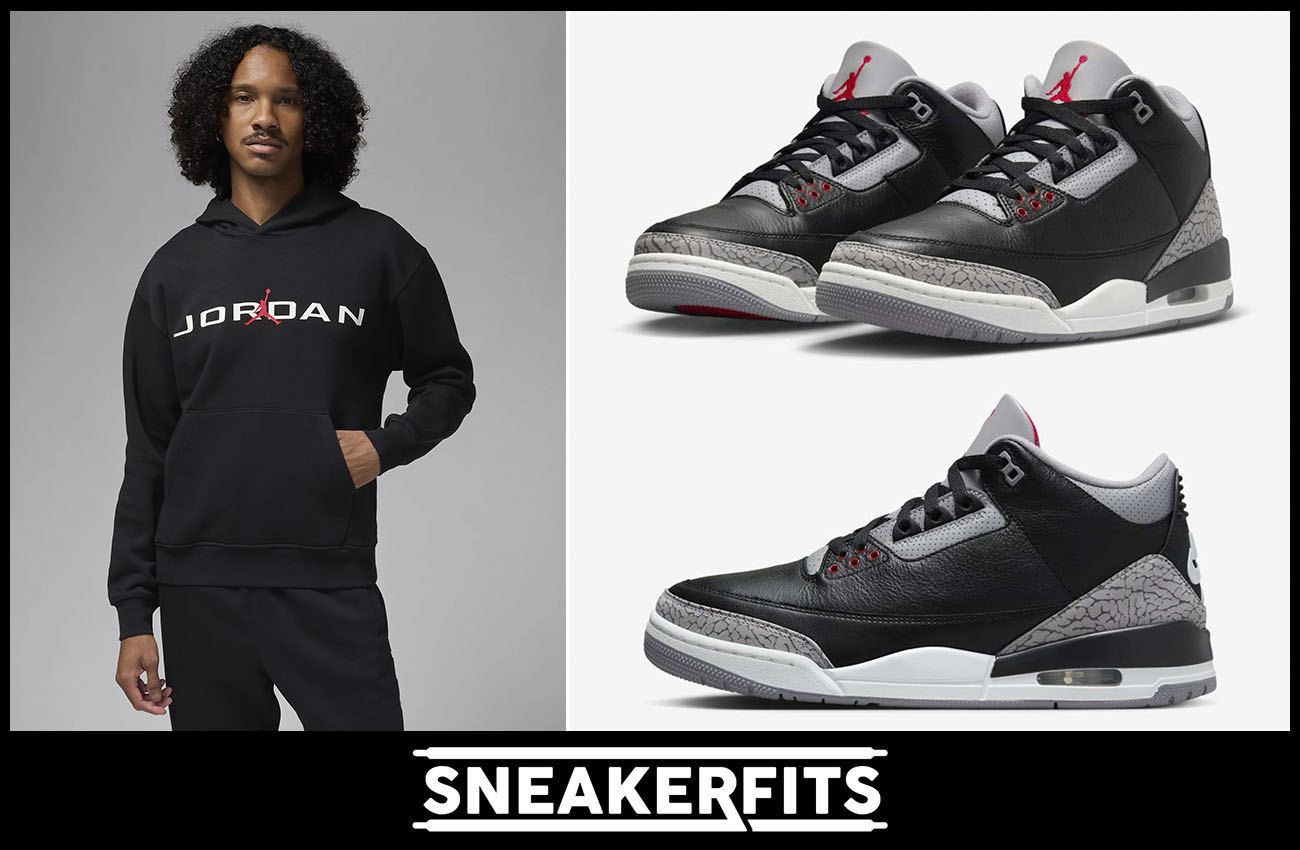 Air Jordan 3 Black Cement Hoodie Sneakerfits