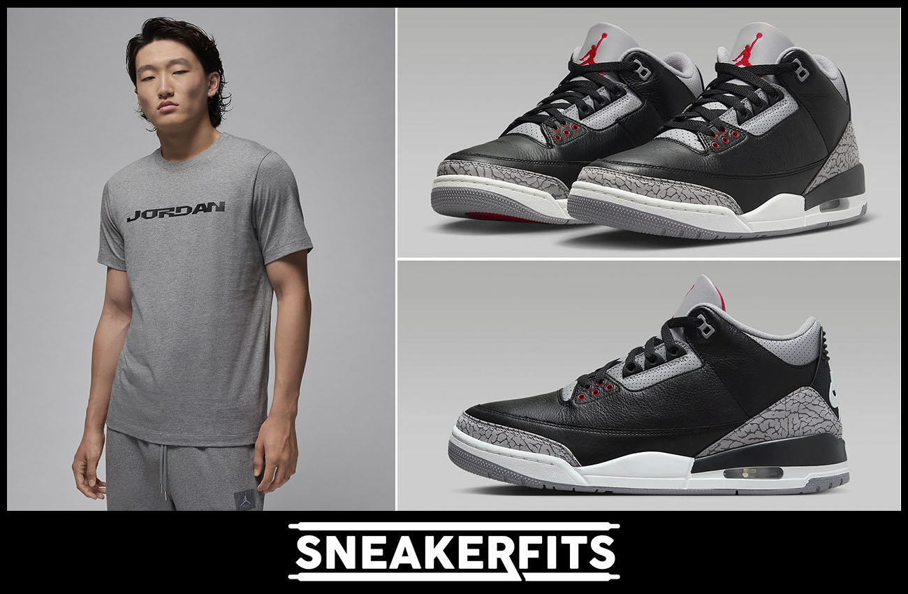 Air Jordan 3 Black Cement T Shirt Outfit Sneakerfits