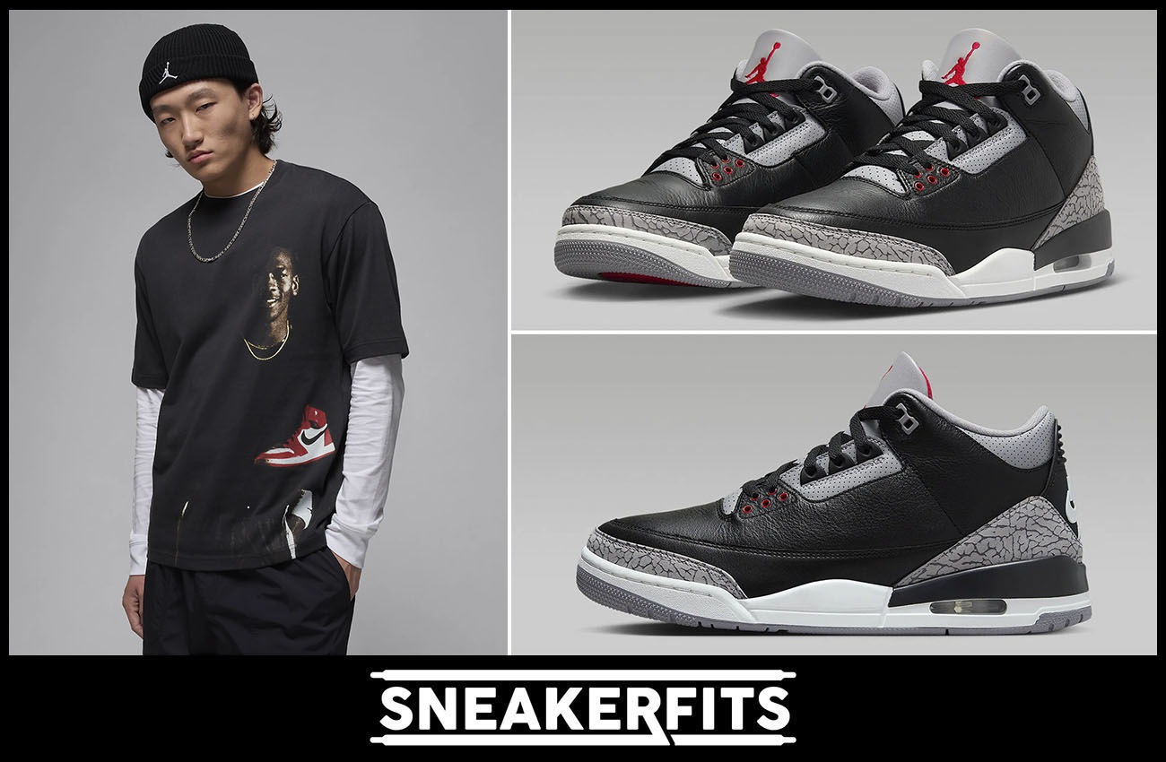 Air Jordan 3 Black Cement T Shirt Outfit