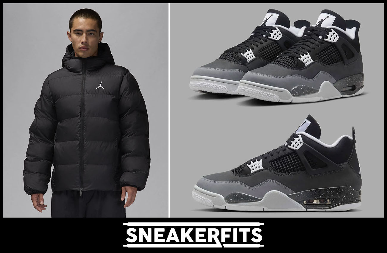 Air Jordan 4 Fear Puffer Jacket Outfits Sneakerfits