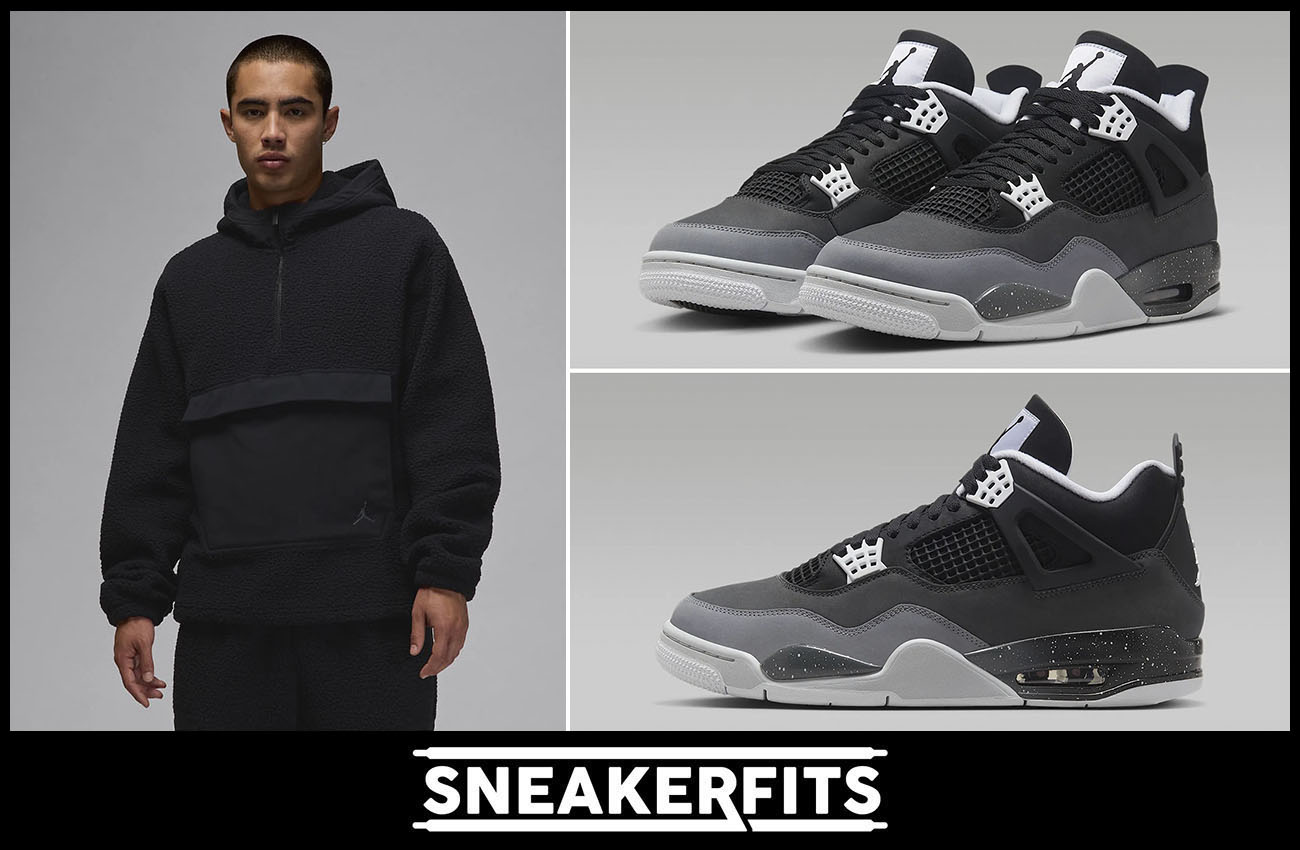 Air Jordan 4 Fear Sherpa Fleece Hoodie Outfit Sneakerfits