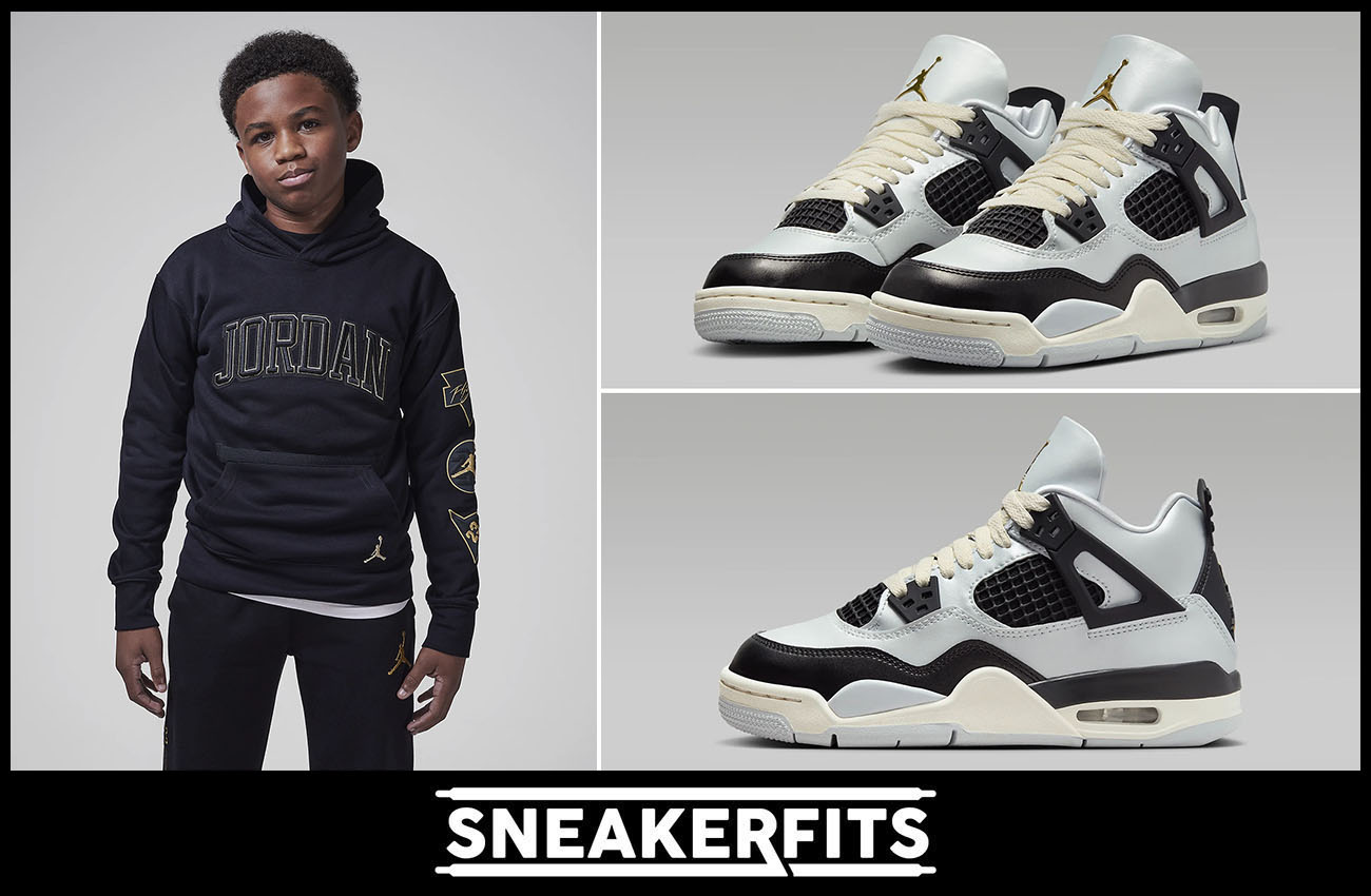 Air Jordan 4 GS Pure Platinum Hoodie Outfit Sneakerfits