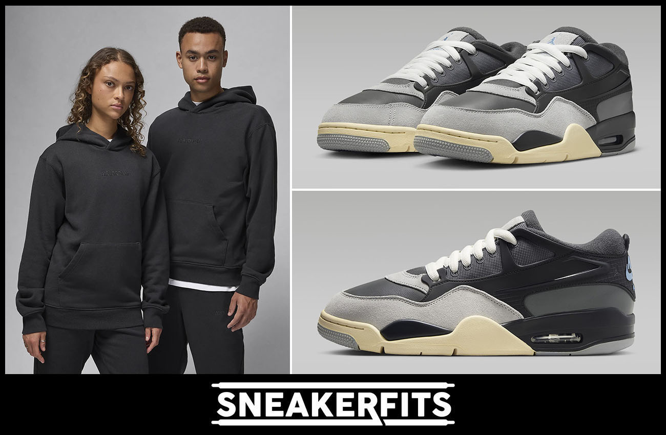 Air Jordan 4 RM Iron Grey Off Noir Hoodie Outfit