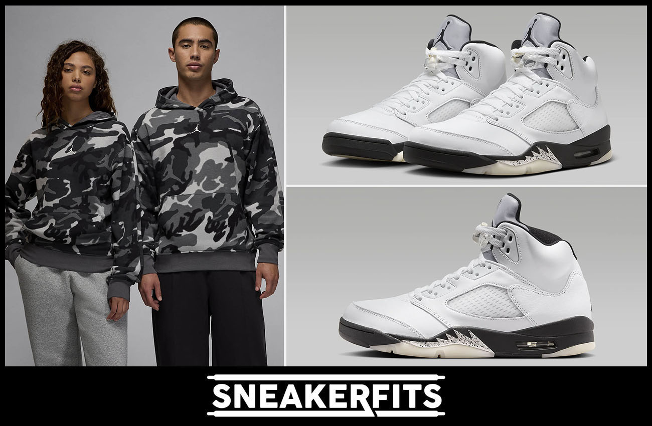 Air Jordan 5 Reverse Metallic Camo Hoodie Outfit Sneakerfits