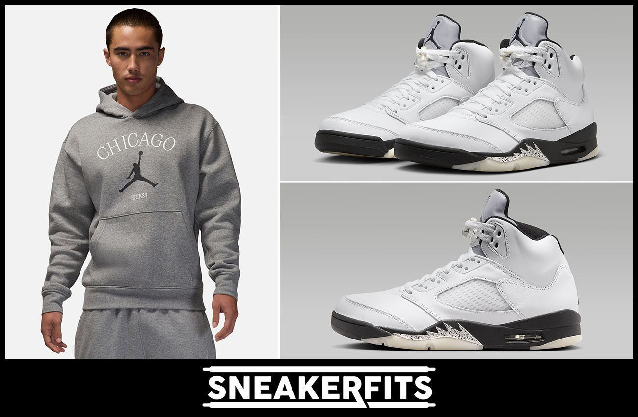 Air Jordan 5 Reverse Metallic Chicago Hoodie Outfit Sneakerfits