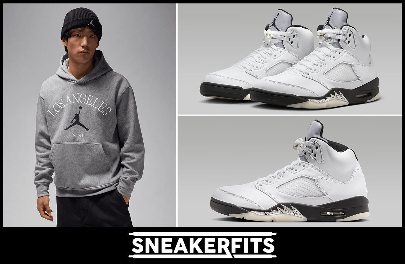 Air Jordan 5 Reverse Metallic Los Angeles Hoodie Outfit Sneakerfits