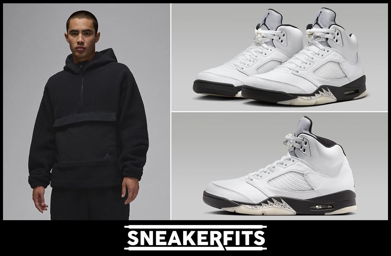 Air Jordan 5 Reverse Metallic Sherpa Hoodie Outfit Sneakerfits