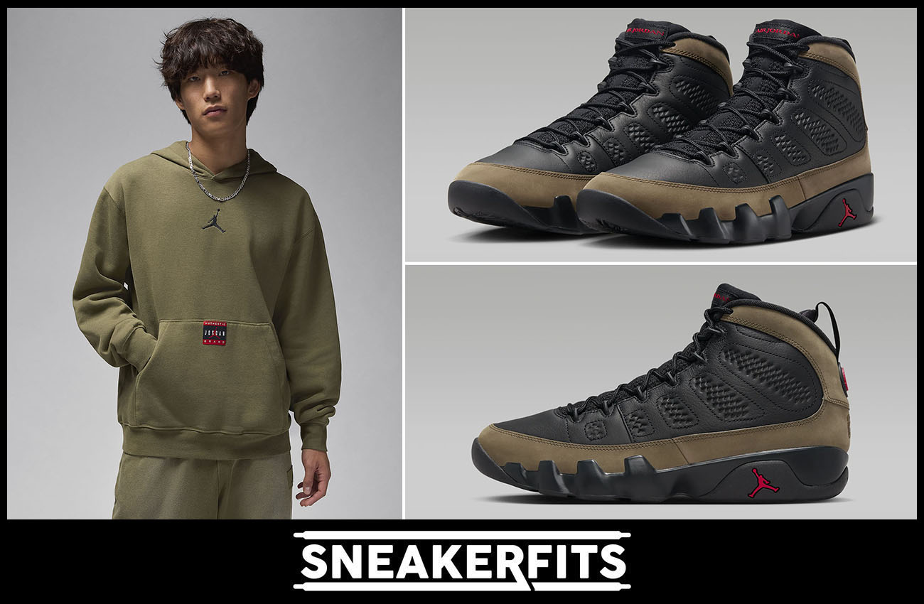 Air Jordan 9 Olive 2024 Hoodie Outfit Sneakerfits