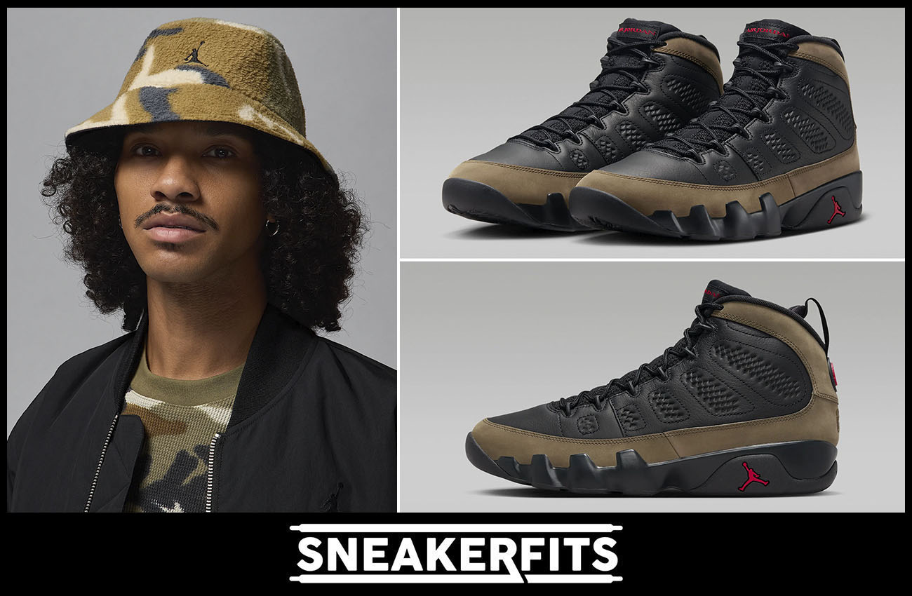 Air Jordan 9 Olive 2024 Winter Bucket Hat Sneakerfits