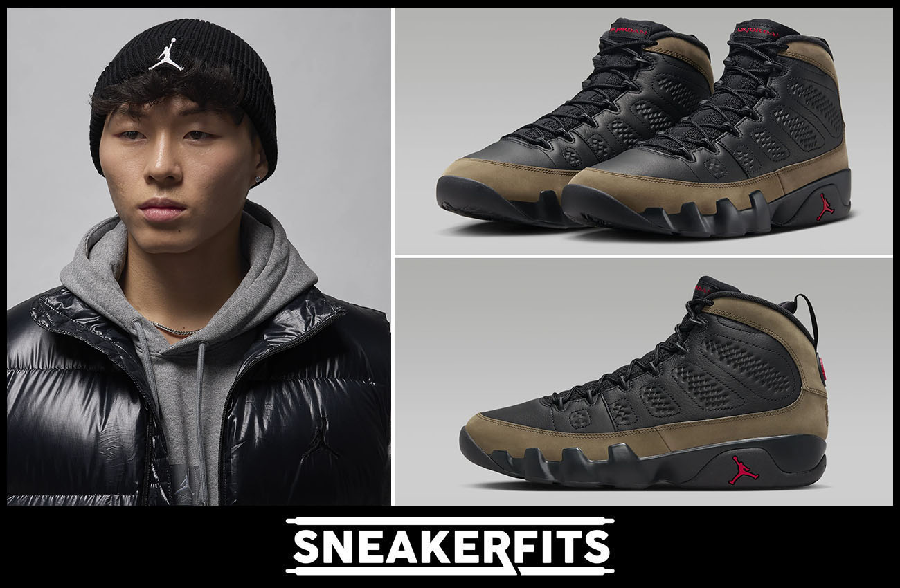 Air Jordan 9 Olive Beanie Hat Outfit Sneakerfits