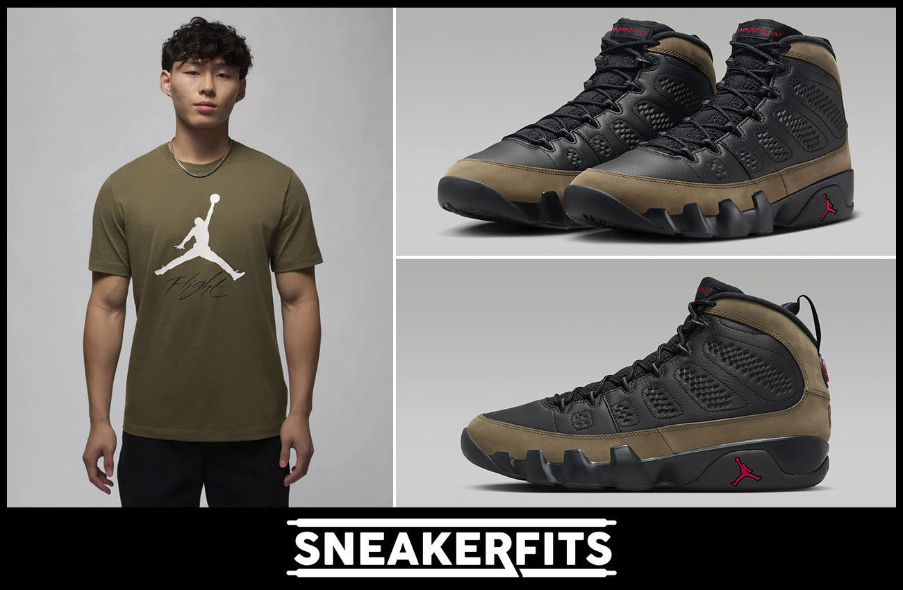 Air Jordan 9 Olive Shirt Outfit Sneakerfits