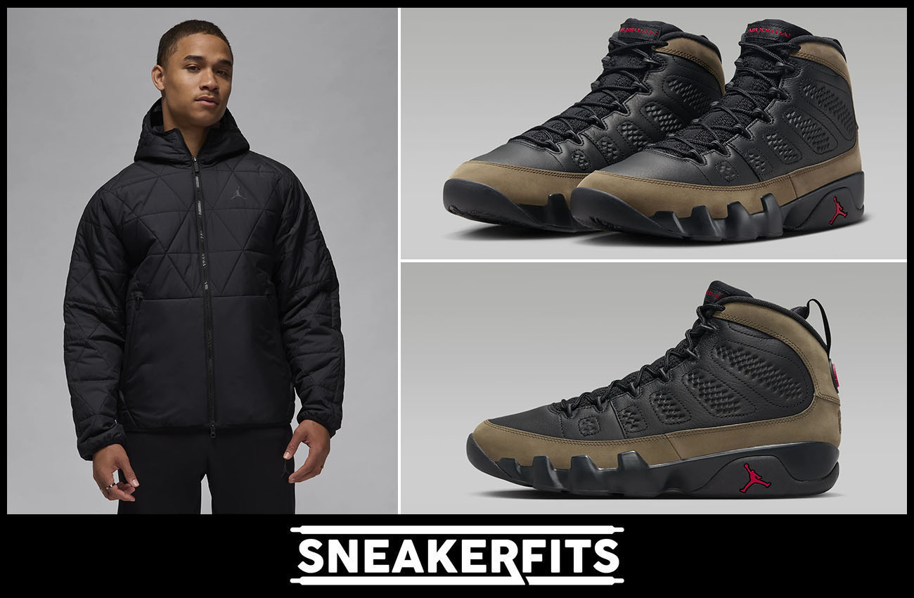 Air Jordan 9 Olive Winter Jacket Outfit Sneakerfits