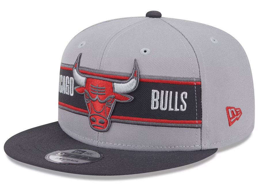 Chicago Bulls New Era 2024 NBA Draft Snapback Hat Gray Charcoal Red 1