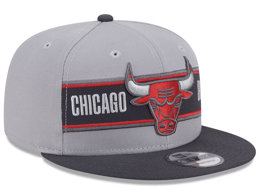 Chicago Bulls New Era 2024 NBA Draft Snapback Hat Gray Charcoal Red 2