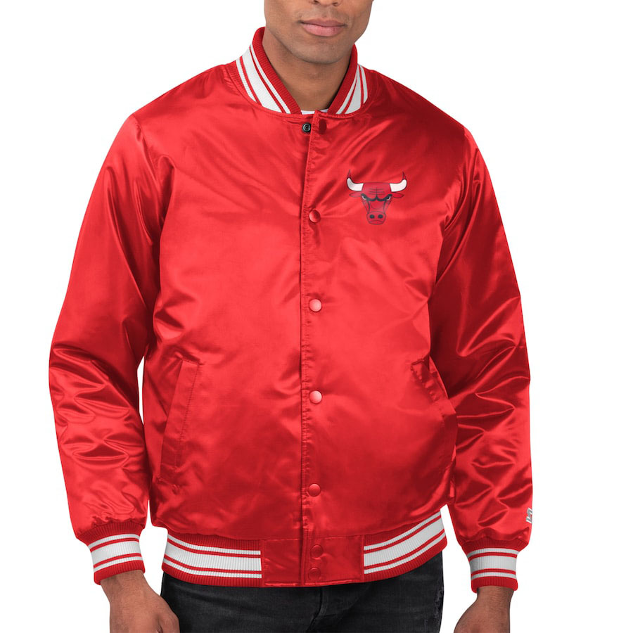 Chicago Bulls Starter Satin Varsity Jacket Red 1