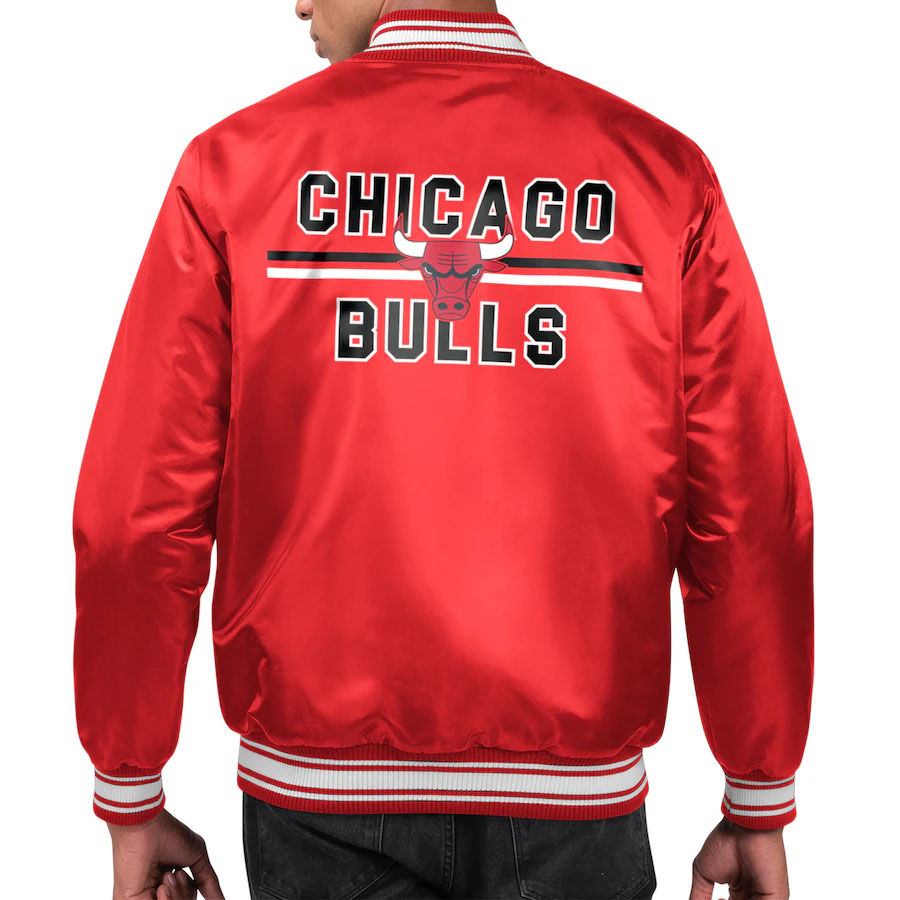 Chicago Bulls Starter Satin Varsity Jacket Red 2