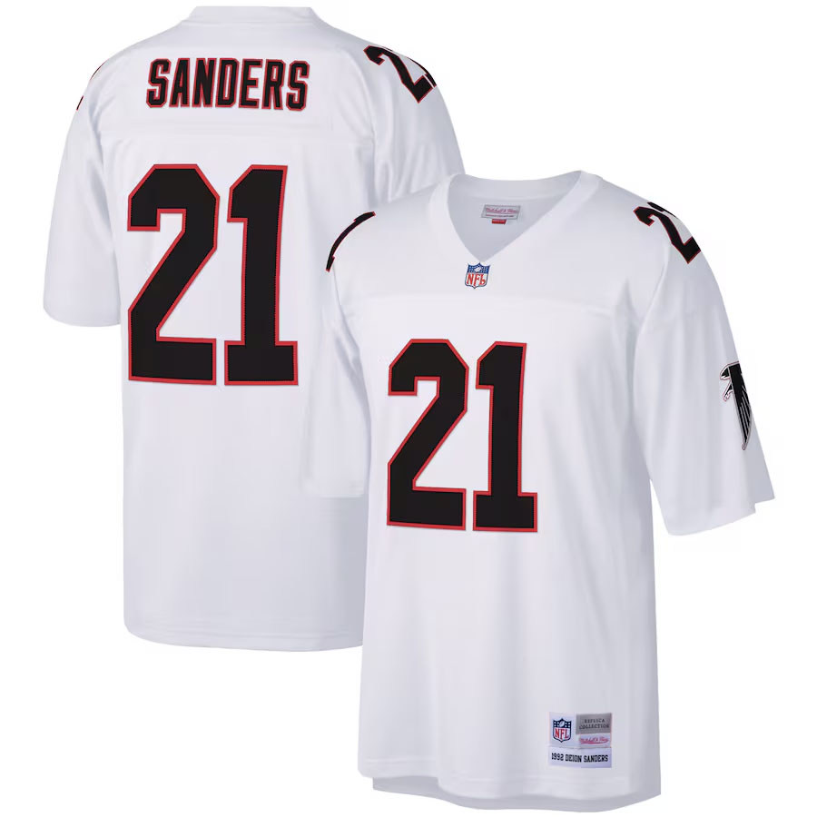 Deion Sanders Atlanta Falcons White Jersey