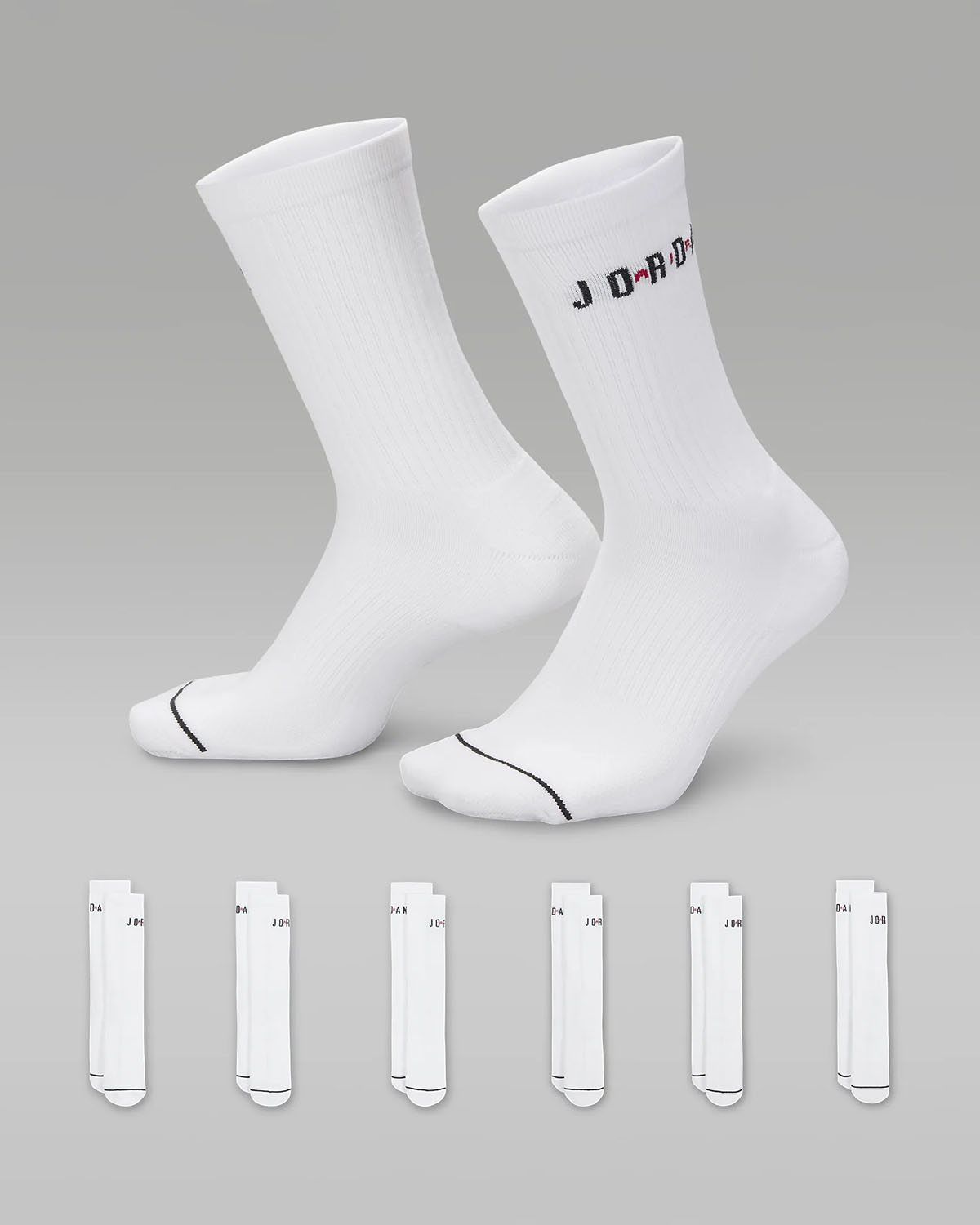 Jordan Everyday Crew Socks White Black Gym Red