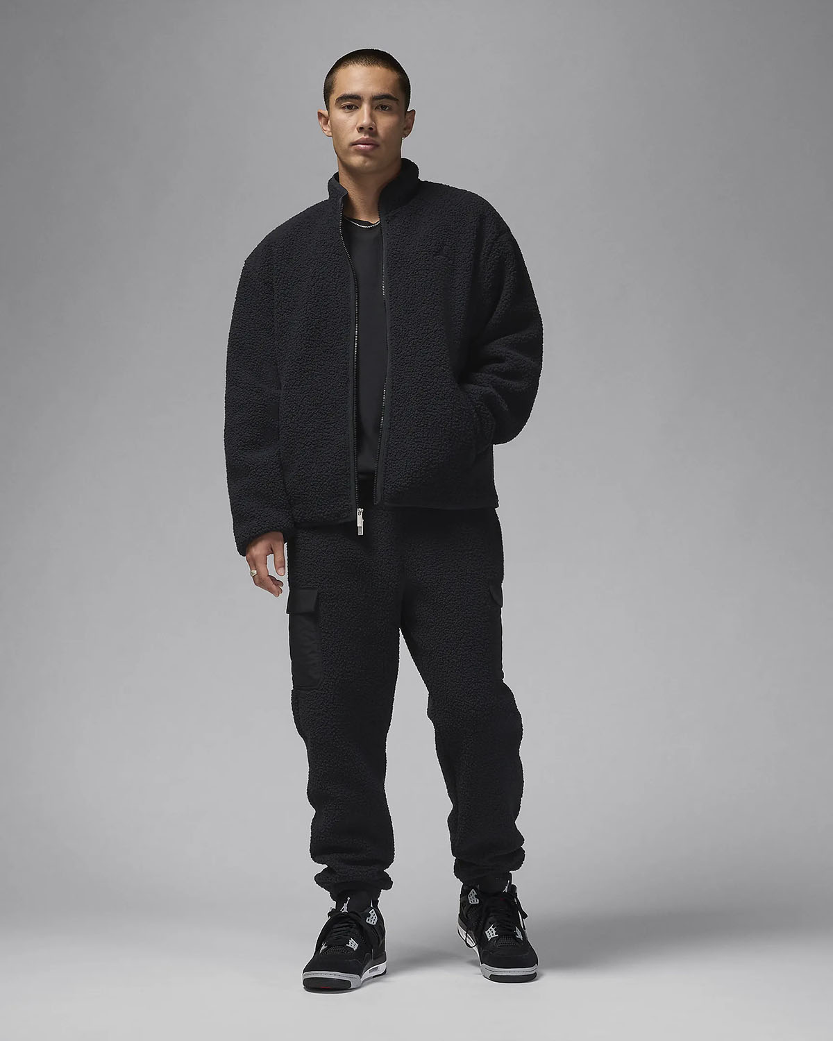 Jordan Flight High Pile Fleece Sherpa Jacket and Pants Black