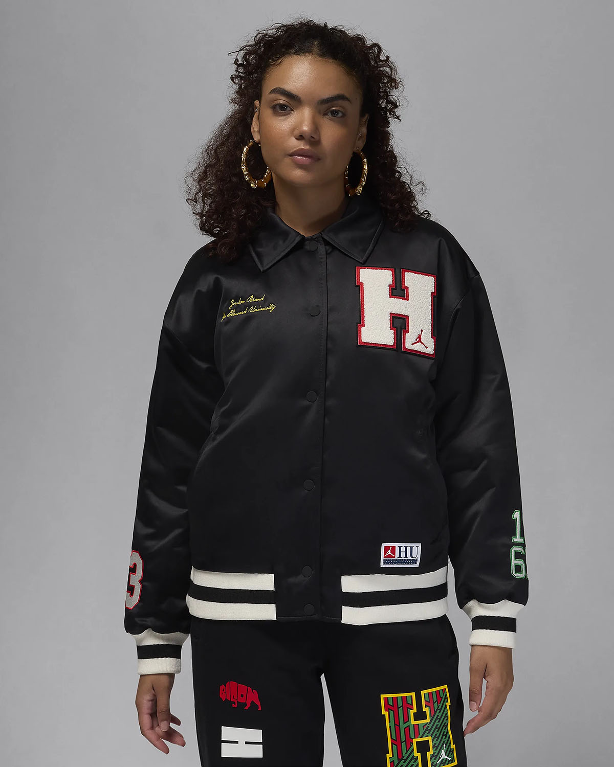 Jordan Howard University Womens Varsity Jacket Black 1