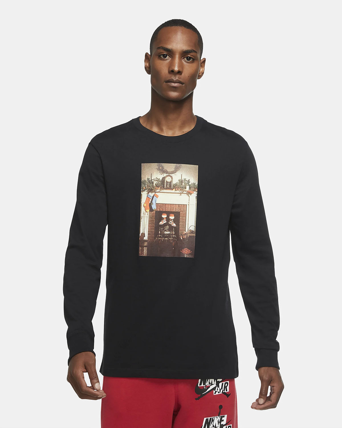 Jordan Jumpman Holiday 2024 Chimney Long Sleeve T Shirt Black 1