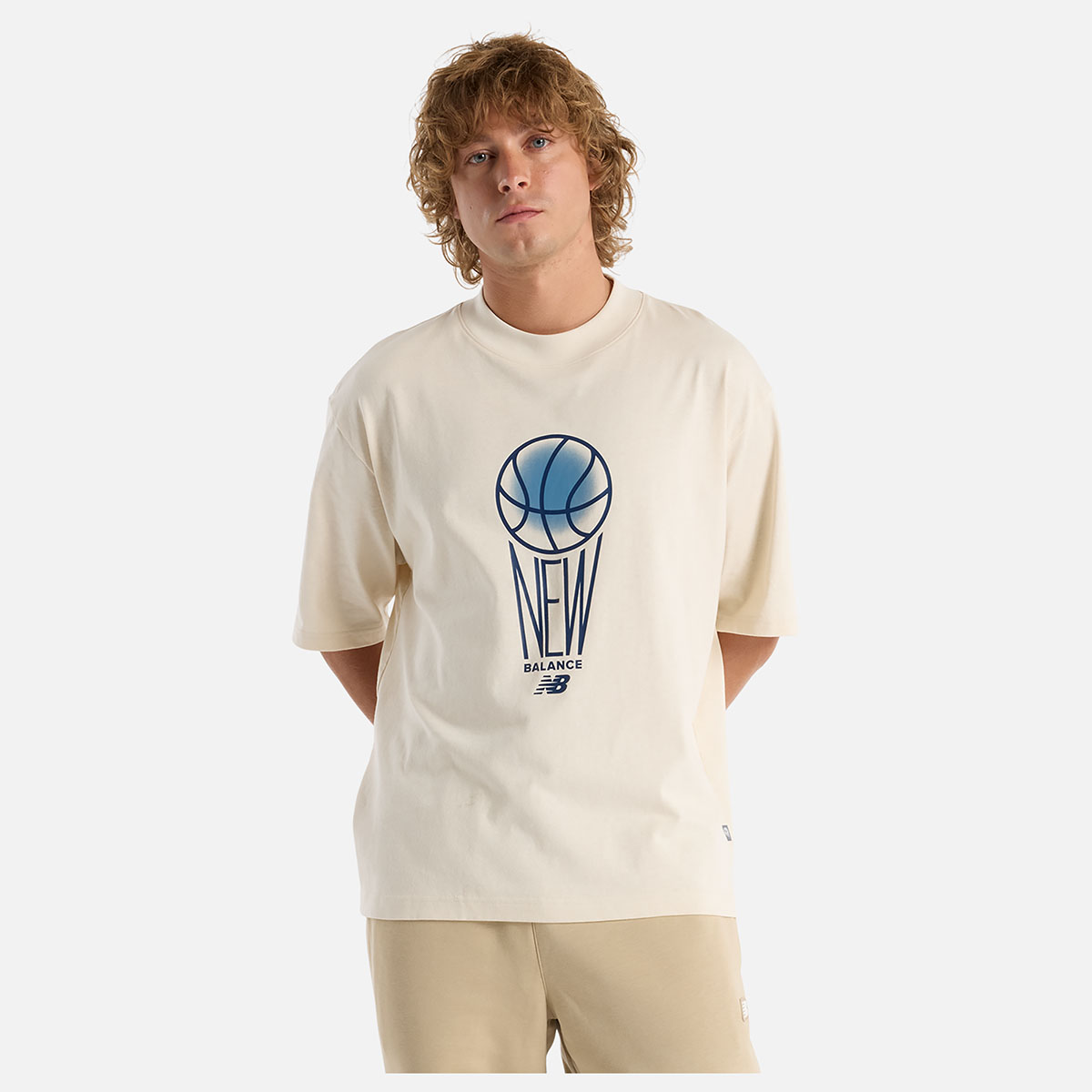 New Balance Hoops T Shirt Cream